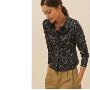 Ba&sh -  Chic Black Peplum Button-Up Blouse